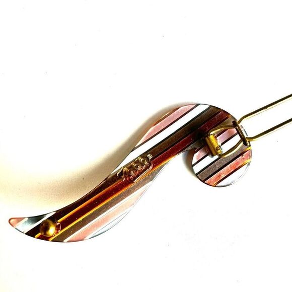 Vintage striped barrette stamped France - Picture 3 of 6